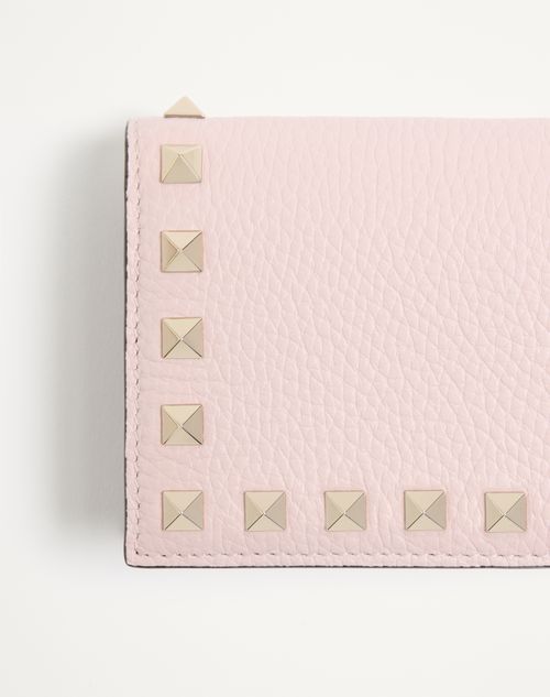 Valentino Garavani - Small Rockstud Grainy Calfskin Wallet - Pink - Woman - Wallets And Small Leather Goods