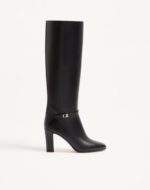 Valentino Garavani - Pattie Calfskin Boot 100mm - Black - Woman - Boots And Ankle Boots