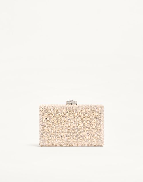 Valentino Garavani - Valentino Garavani Berthe Clutch With Pearls And Rhinestones - Cream/crystal - Woman - Clutches