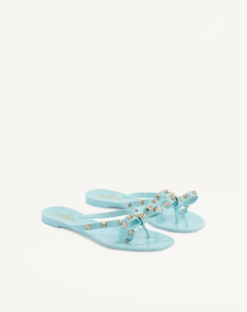 Valentino Garavani - Rockstud Rubber Slipper - Aquamarine - Woman - Slides And Thongs