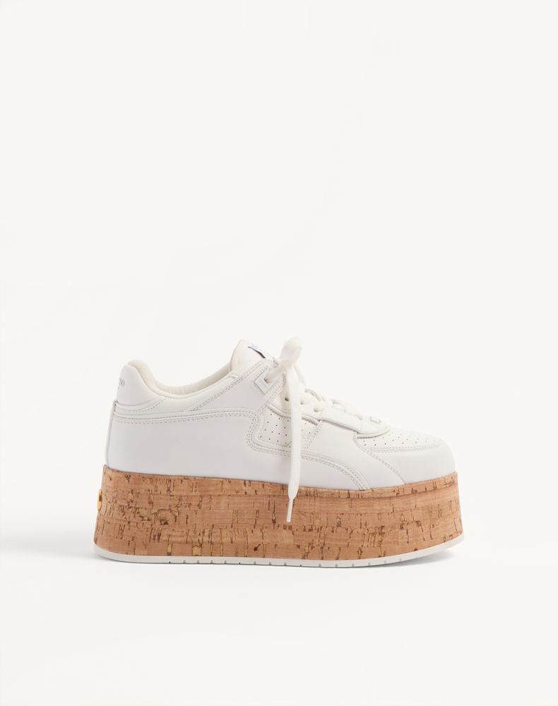 Valentino Garavani Women's White Freedots Xl Calfskin And Cork Sneaker Woman 41