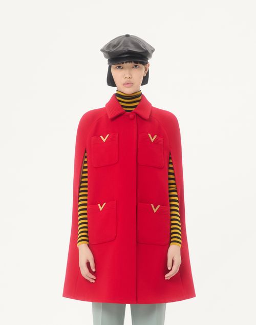 Valentino - Drill Double Cape - Red - Woman - Coats And Outerwear