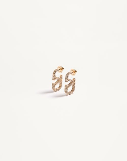 Valentino Garavani - Vlogo Signature Metal Earring - Gold/crystal - Woman - Jewelry