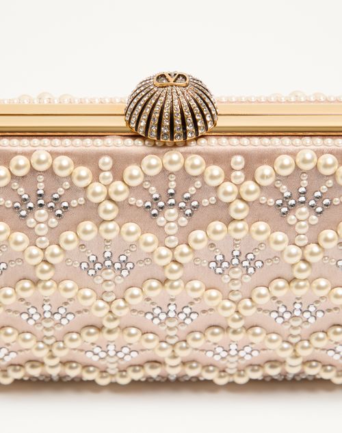 Valentino Garavani - Minaudiere Valentino Garavani Carry Secrets In Raso Con Perle E Strass - Skin/crystal - Donna - Pochette