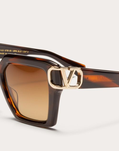 Valentino - I - Squared Acetate Vlogo Frame - Brown/gradient Brown - Woman