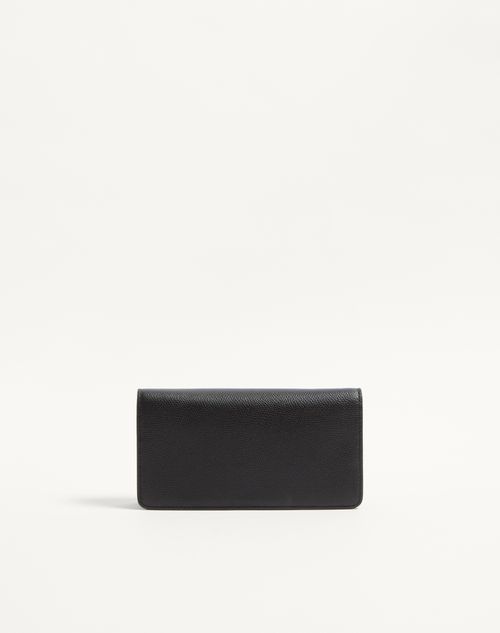 Valentino Garavani - Vlogo Signature Grainy Calfskin Wallet With Chain - Black - Woman - Wallets And Small Leather Goods