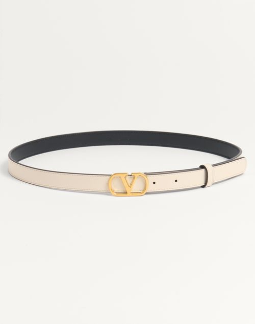 Valentino Garavani Vlogo Signature Belt In Shiny Calfskin 30 Mm Woman Ivory 095 In Ivory