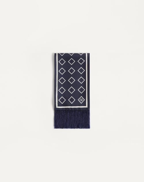 Valentino Garavani - Opticool Silk Bandeau Scarf With Fringe - Blue/ivory - Man - Soft Accessories