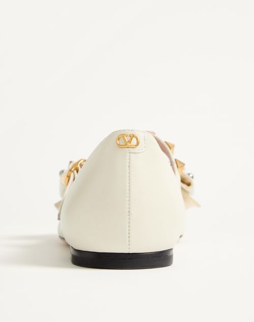 Valentino Garavani - Mary-jane Bowow Ballerina In Kidskin With Studs - Ivory - Woman - Ballerinas