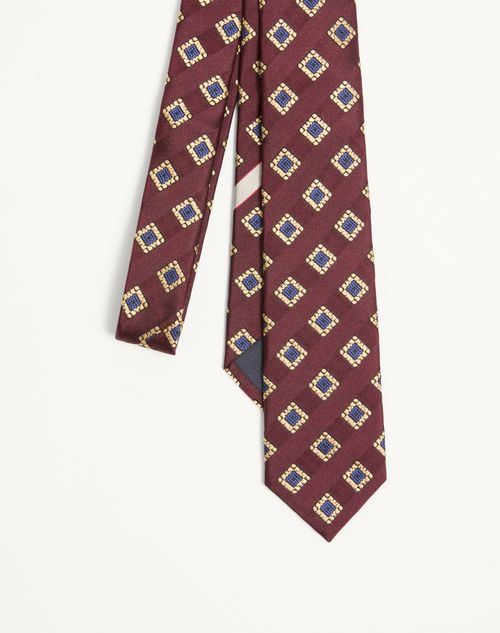 Valentino Garavani - Valentie Patterned Tie In Silk, Wool, And Jacquard - Bordeaux/multicolour - Man - Ties