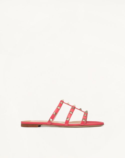 Valentino Garavani - Rockstud Flat Slide Sandal - Orange - Woman - Shoes
