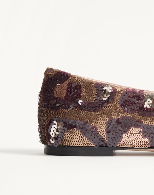 Valentino Garavani - Vlogo Signature Ballerinas With Animalier Embroidery - Brown/multicolor - Woman - Ballerinas