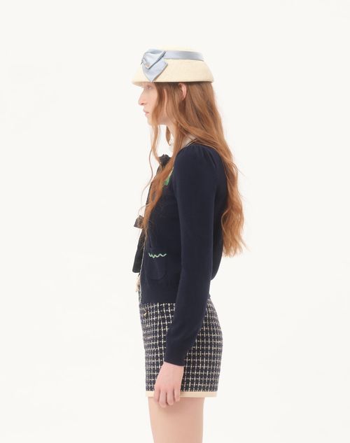 Valentino - Embroidered Cardigan - Navy - Woman - Knitwear
