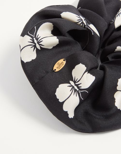 Valentino Garavani - Valentino Silk Scrunchie With Butterflow Print - Black/vanilla - Woman - Soft Accessories