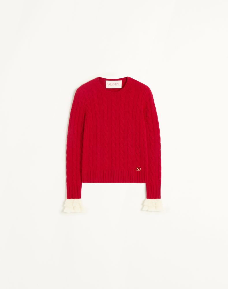 Valentino Women's Red/Ivory Cashmere Jumper Woman Xxs