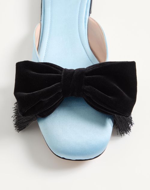 Valentino Garavani - Reinette Satin Mule - Azure - Woman - Ballerinas