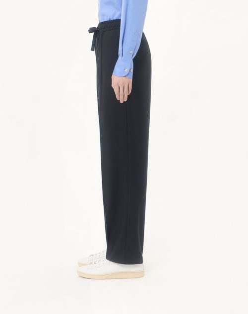 Valentino - Valentino Wool Trousers With Vlogo Embroidery - Black - Man - Trousers And Shorts
