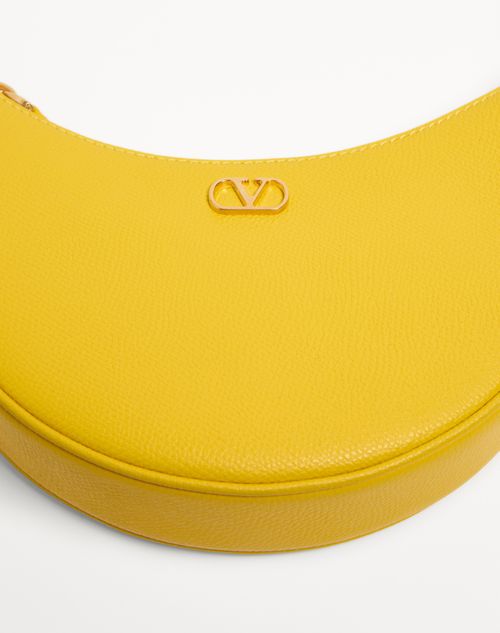 Valentino Garavani - Vlogo Signature Mini Hobo Bag In Grainy Calfskin - Yellow - Woman - Shoulder Bags