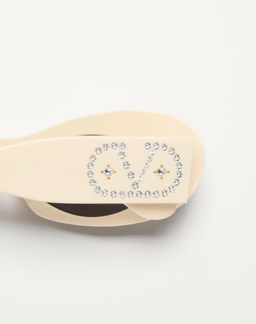 Valentino - Narrow Oval Acetate Frame - Ivory/silver - Woman - Eyewear