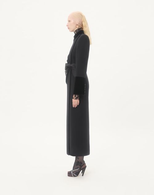 Valentino - Compact Drap Coat - Black - Woman - Coats And Outerwear