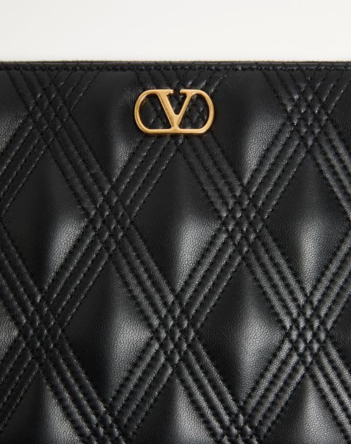 Valentino Garavani - Valentino Garavani Quiltie 67 Pouch In Quilted Nappa Leather - Black - Woman - Clutches