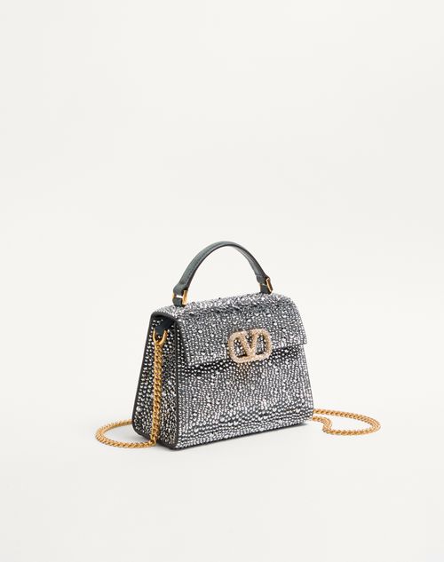 Valentino Garavani - Valentino Garavani Mini Vsling Handbag With Rhinestones And Jewel Logo - Crystal - Woman - Top Handle Bags