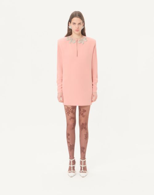 Valentino - Vestido Corto Bordado De Cady Couture - Rosa/plateado - Mujer - Vestidos