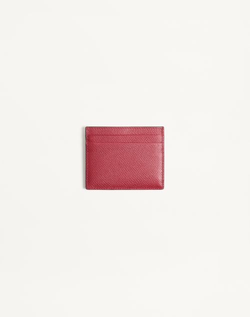Valentino Garavani - Valentino Garavani Vlogo Signature Cardholder In Grainy Calfskin - Red - Man - Wallets And Small Leather Goods