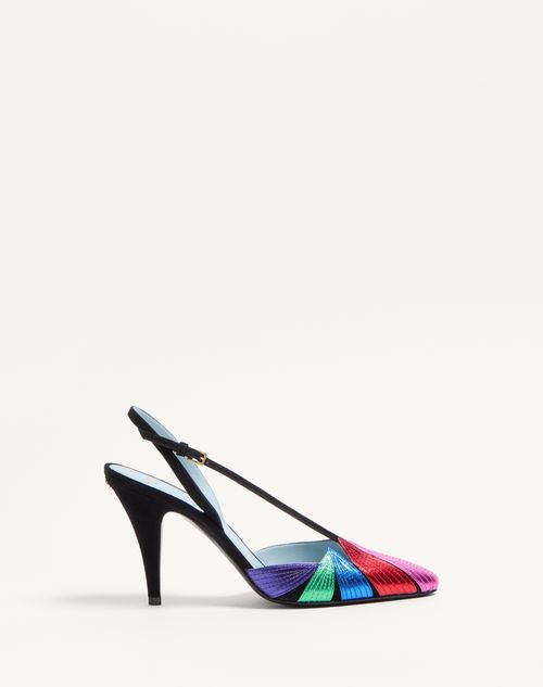 Valentino Garavani Women Foliefoliage Slingback Pumps In Black/multicolour