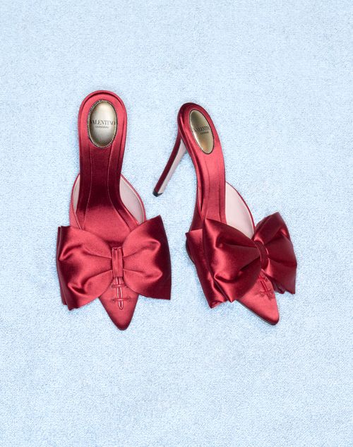 Valentino Garavani - Zapato Bajo Sin Talón Yolande De Satén Con Tacón De 105 mm - Rojo - Mujer - Salones