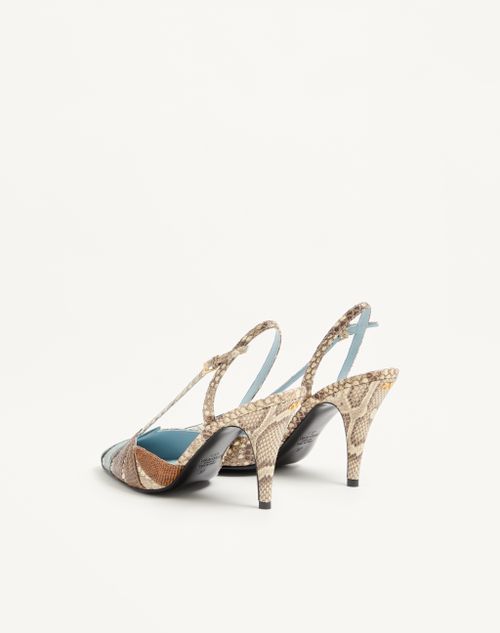 Valentino Garavani - Foliefoliage Slingback Pump In Python 90mm - Cream/multicolour - Woman - Pumps And Slingbacks