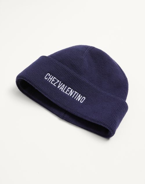 Valentino Garavani - Chez Valentino Knitted Wool Beanie - Blue - Man - Hats And Gloves