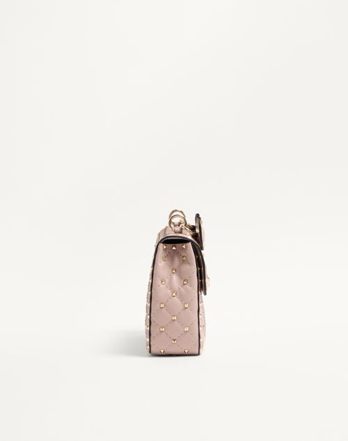 Valentino Garavani - Medium Nappa Rockstud Spike Bag - Poudre - Woman - Shoulder Bags