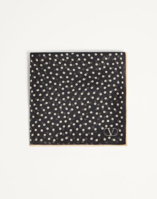 Valentino Garavani Chez Silk Pocket Square Woman Black/butter Uni In Black/butter