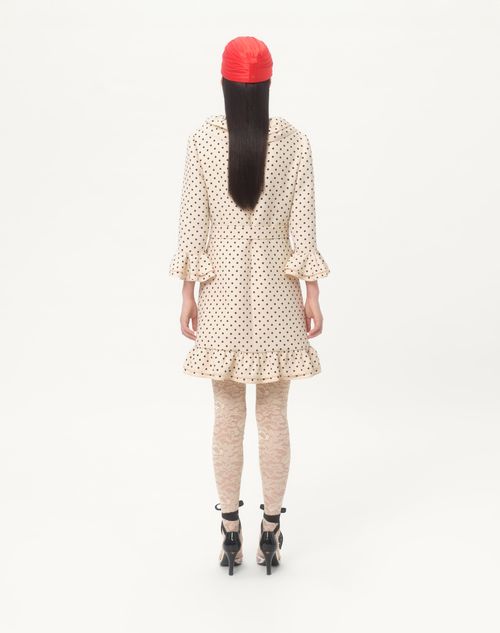 Valentino - Vestido Corto De Crepe Couture Con Estampado Plusdepois - Abedul/negro - Mujer - Vestidos
