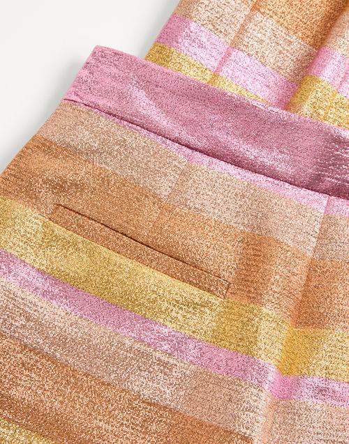 Valentino - Lumiere Nocturne Barré Lurex Pants - Rose Gold - Woman - Pants And Shorts