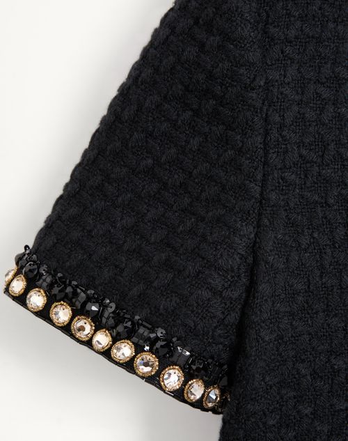 Valentino - Embroidered Canestrello Tweed Short Dress - Black/silver - Woman - Dresses