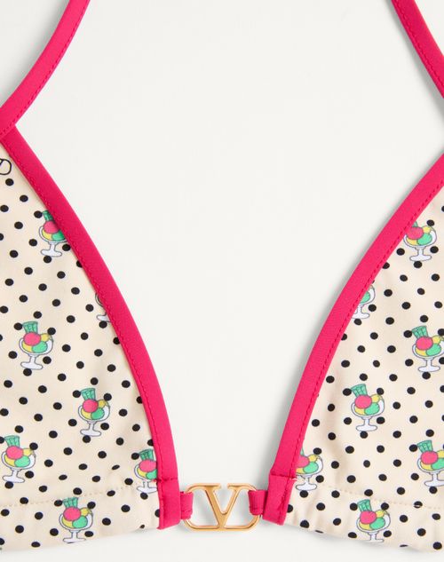 Valentino - Gelatini Print Lycra Bikini With Polka Dots - Birch/multicolour - Woman - Beachwear