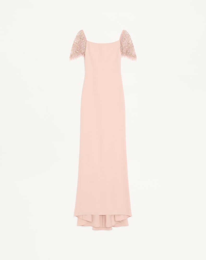 Valentino Women's Pink Embroidered Couture Cady Long Dress Woman 48