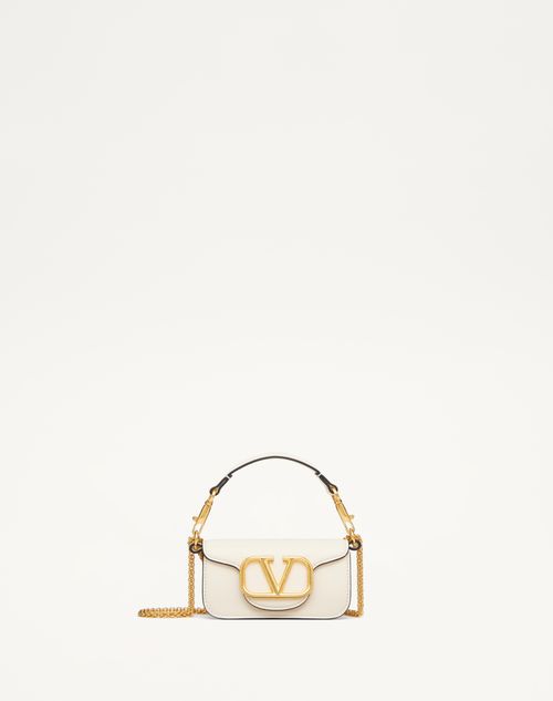 Valentino Garavani Locò Micro Bag In Calfskin Leather With Chain Woman Light Ivory Uni