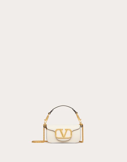 Valentino Garavani Locò Micro Bag In Calfskin Leather With Chain Woman Light Ivory Uni