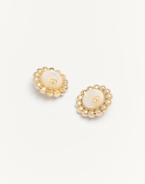 Valentino Garavani - Pas Plus Metal And Pearl Earrings
 - Gold/cream - Woman - Fashion Jewelry