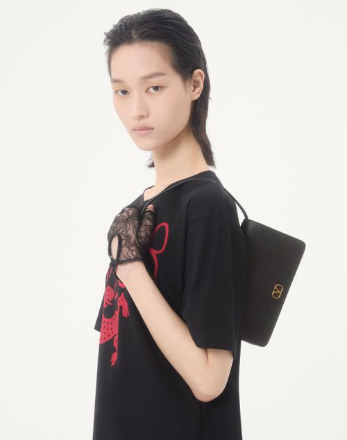 Valentino Garavani - Mini Sac Porté Épaule Vlogo Signature En Cuir De Veau Grainé - Noir - Femme - Pochettes