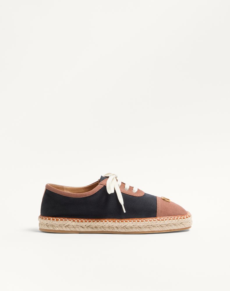 Valentino Garavani Men's Black Palm Avenue Espadrilles In Canvas And Buffalo Man 46