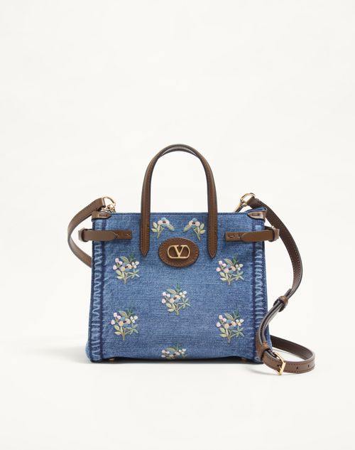 Valentino Garavani Valentino Garavani Antibes Small Embroidered Denim Shopping Bag Woman Denim Onesize