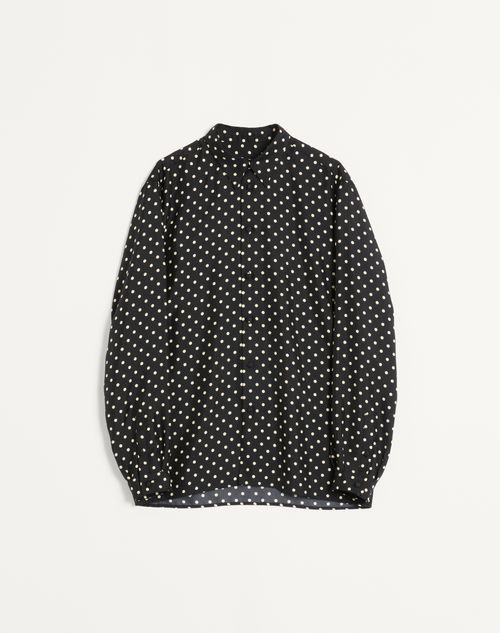 Valentino Camicia In Twill Di Seta Con Stampa Plusdepois Uomo Nero/burro 43