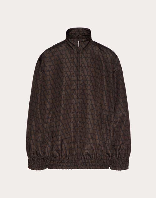 Valentino - SILK FAILLE JACKET WITH ALL-OVER TOILE ICONOGRAPHE PRINT - Ebony/black - Man - Outerwear
