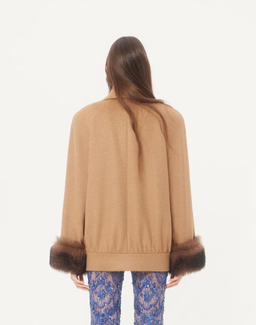 Valentino - Baby Camel Drap Peacoat With Shearling - Camel/brown - Woman - Jackets And Blazers