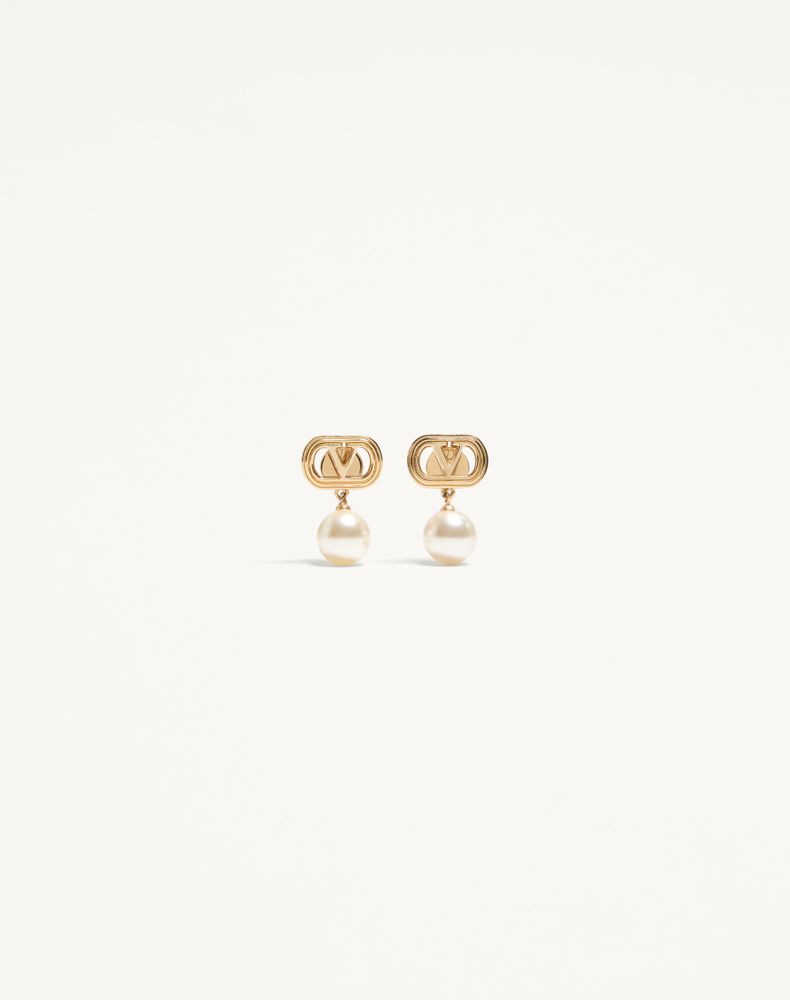Valentino Garavani Women's Gold/Cream Ovalette Metal Earrings With Swarovski Pearls Woman Uni