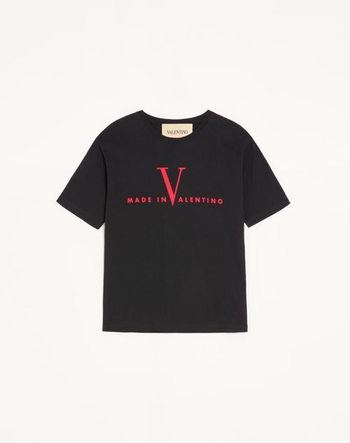 Valentino - Valentino Cotton T-shirt With Made In Valentino Print - Black/red - Man - T-shirts And Sweatshirts